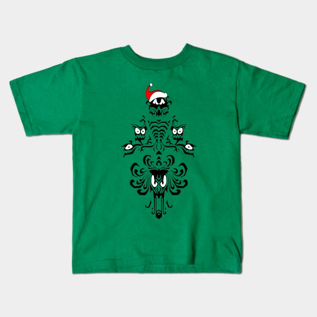 Christmas Haunted Mansion Dark Green Kids T-Shirt by FandomTrading